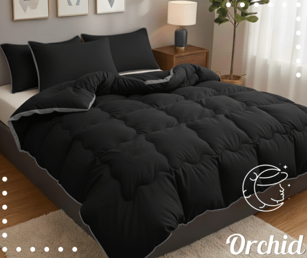 لحاف اوركيد فيبر شتوي اسود والاطار رمادي غامق