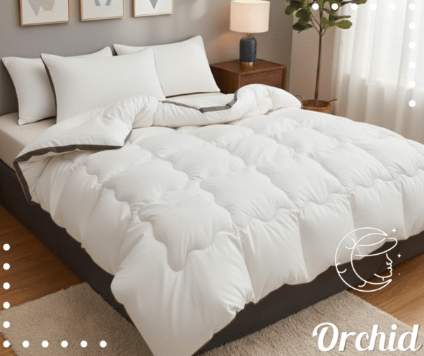 لحاف اوركيد الشتوي اطار ابيض والاطار بني